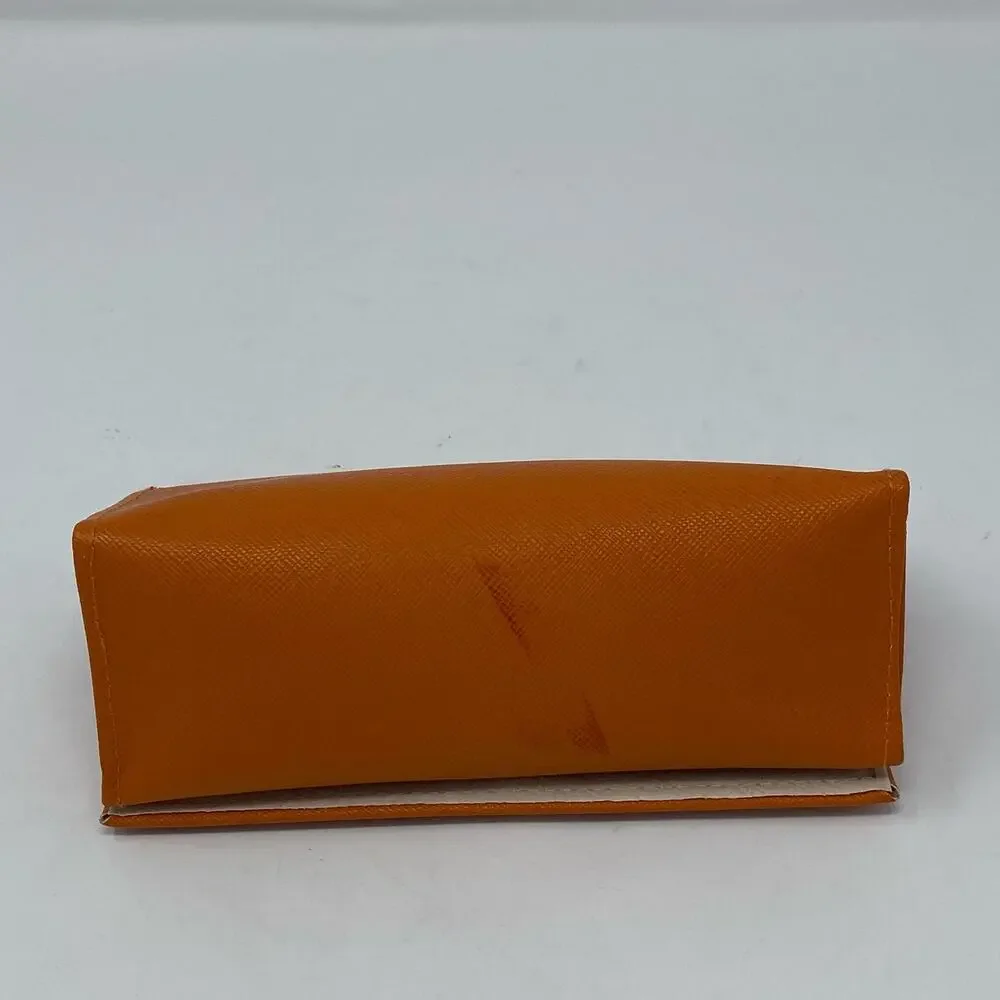 Tory Burch Orange‎ Gold Tone Logo Sunglasses Eyeglasses Case 6.5 x 3.5 Case Only